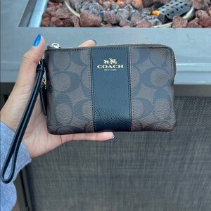 Coach Signature Brown and Black Wristlet